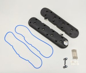 GMC LS Valve Cover - Granatelli Motor Sports - Standard Height with Angled Coil Mount - Black Wrinkle - `96-`22 GMC LS Valve Cover - Granatelli Motor Sports - Standard Height with Angled Coil Mount - Black Wrinkle - `96-`22